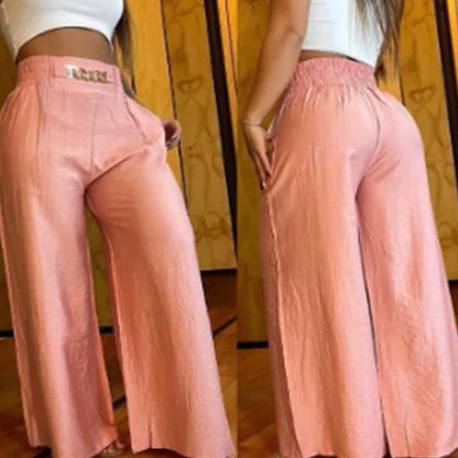 Elevate Your Style: High Waist Solid Color Wide Leg Pants - Chic, Elegant Flared Trousers for Office Ladies and Summer Holidays