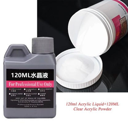 120ml EMA Polymer Acrylic Liquid & Powder - Pink Nail Builder for Dipping, Carving, Acrylic Powder, and Nail Tip Extensions