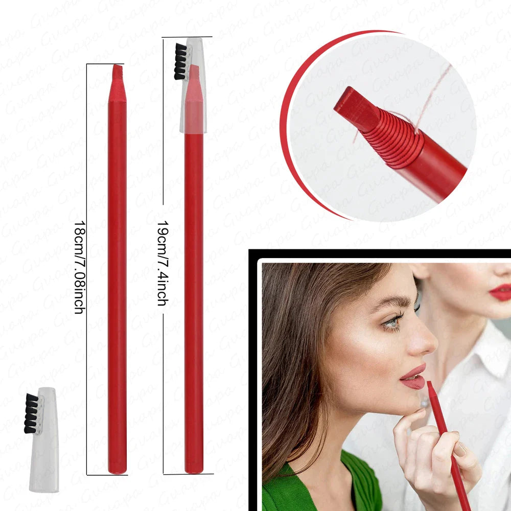 2PCS Professional Microblading Brow & Lip Contour Pens — Waterproof Permanent Tattoo Eyebrow and Red Lip Makeup Tint Pens