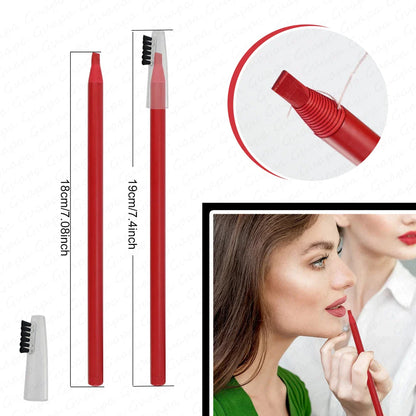2PCS Professional Microblading Brow & Lip Contour Pens — Waterproof Permanent Tattoo Eyebrow and Red Lip Makeup Tint Pens