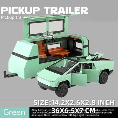 1:32 Cybertruck Diecast Toy Truck for Boys – Silver Pickup with Sound & Light, Metal Model Car for Kids Age 3+