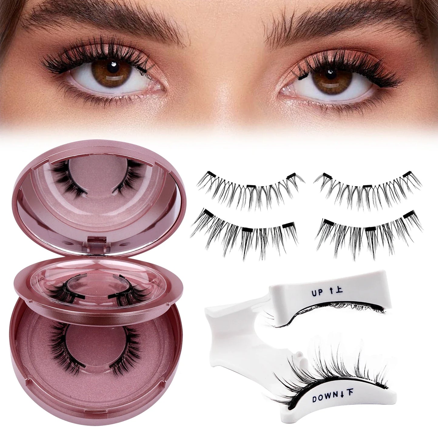 GEMERRY Magnetic Eyelashes Set with Applicator – Natural Look Reusable No Glue Soft Strip False Lashes Makeup Kit