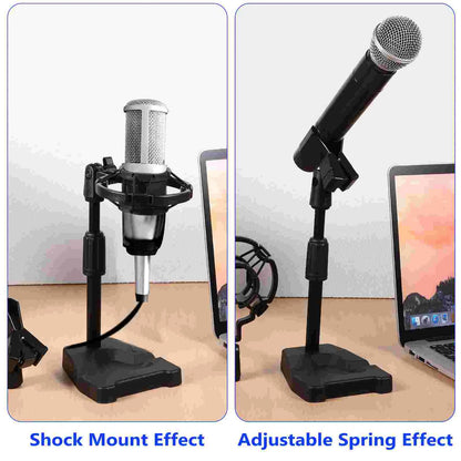 Retractable Desktop Microphone Stand - Adjustable Desk Mic Holder Clip for Live Streaming, Recording & Broadcasting