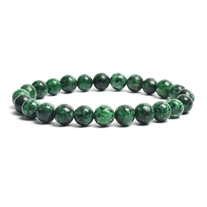 Natural Stone Bead Bracelet - Amethyst Crystal Quartz Aquamarine Jade Agate Elastic Bangle Jewelry for Women & Men