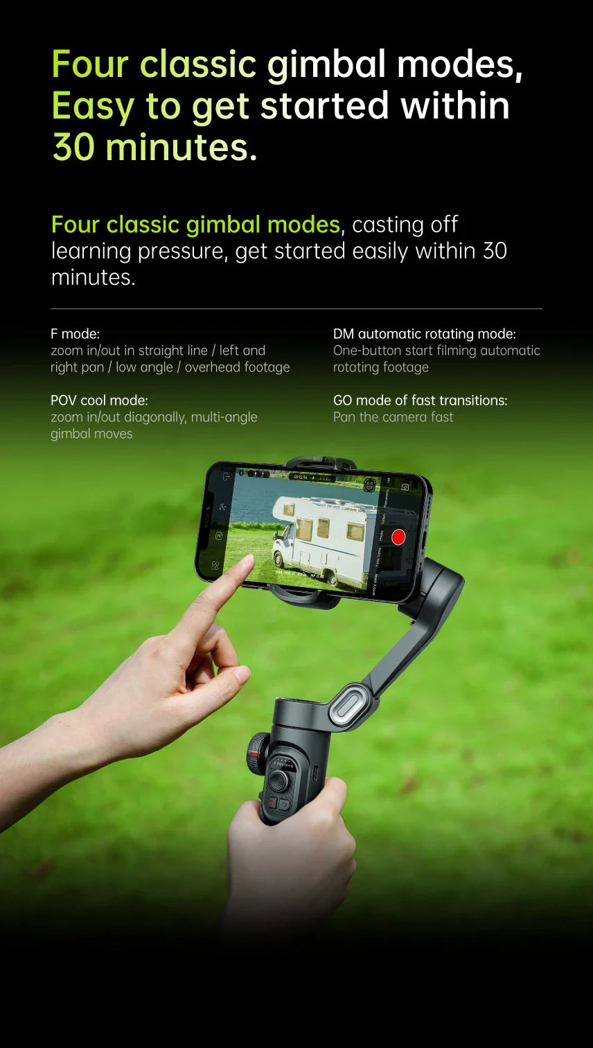 AOCHUAN 3-Axis Handheld Gimbal Stabilizer – SmartXE for iPhone & Android, AI Face Tracking for TikTok & Vlog Videos