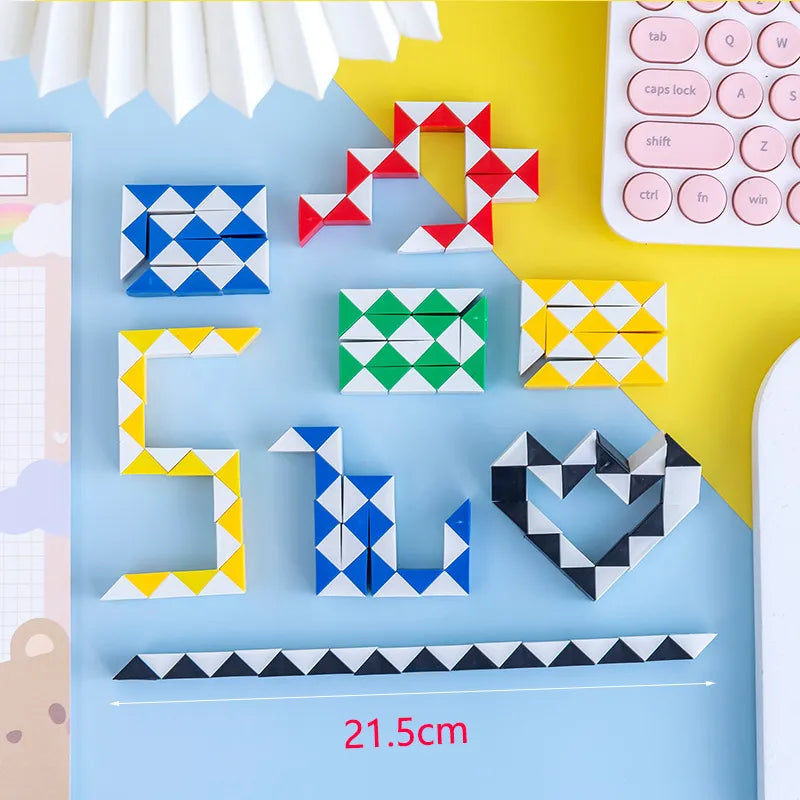 6-Piece Folding Magic Snake Ruler Puzzle: Educational Antistress Toy for Kids, Birthday Party Favors, Goodie Bags, School Rewards (21CM)