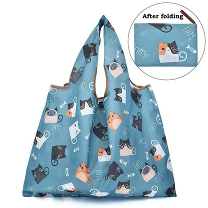 Large Foldable Shopping Bag - Reusable, Tear-Proof Nylon Grocery Bag Suitable for Recycling and Gifts
