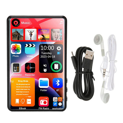 HD MP3 MP4 Player – Full Touch Screen, Bluetooth 5.2, 16GB, Built-in Speaker, Music Player, FM Radio, Recording & Ebook