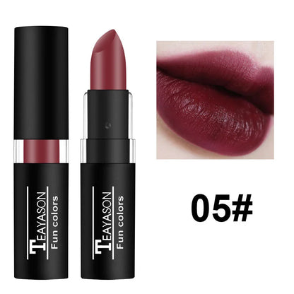 12 Color Waterproof Lipstick – Long-Lasting Matte Lip Gloss in Black, Blue, Purple, Green & Red