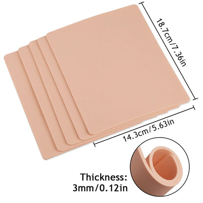 Tattoo Practice Skin 3MM Thick – Double-Sided Silicone Fake Skin for Beginners (1/3/5/8/10/15PCS)