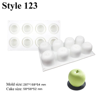 SHENHONG Silicone Fruit Mousse Cake Molds – Orange, Apple, Pear, Mango, Strawberry & Durian Dessert Decorating Tools
