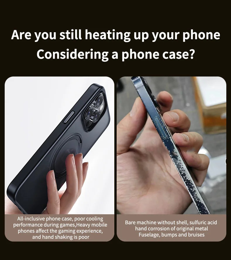 Camera Protection Hybrid Silicone & Aluminum Metal Phone Case for iPhone 16/15/14/13 Pro Max – Better Heat Bumper