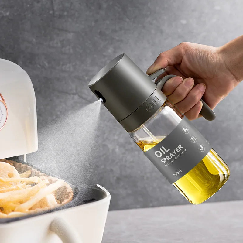 250ml High Borosilicate Glass Oil Spray Bottle: Versatile Olive Oil Mister and Cooking Dispenser for Air Fryer, Salad, and Baking