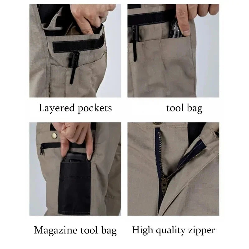 Men's Wear-Resistant Work Pants – Multi-Pocket Straight Cargo Trousers for Outdoor, Tactical, and Casual Wear