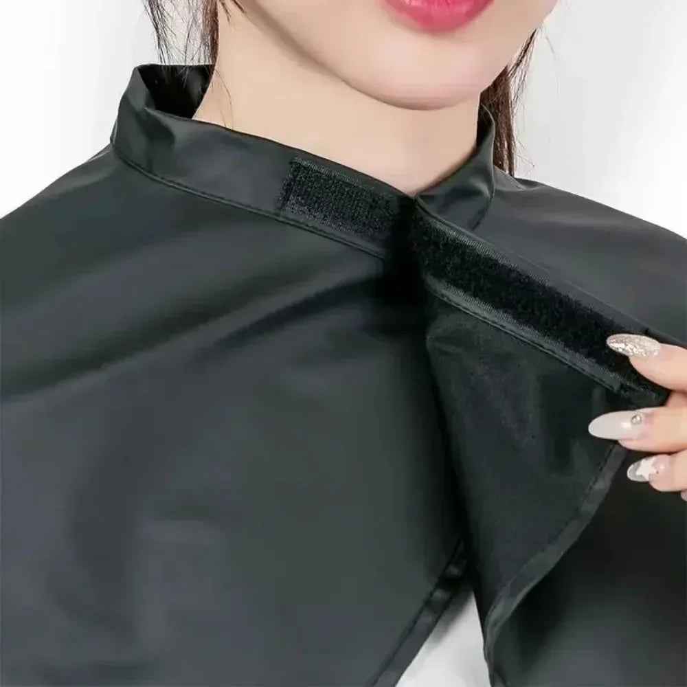 Black Short Square Waterproof Hairdressing Cape – Professional Salon Barber Hair Cutting Wrap & Dyeing Tool