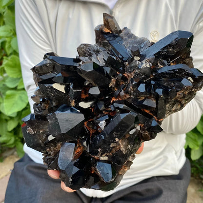 Natural Smoky Black Quartz Crystal Cluster - Large Mineral Specimen & Spiritual Energy Decor