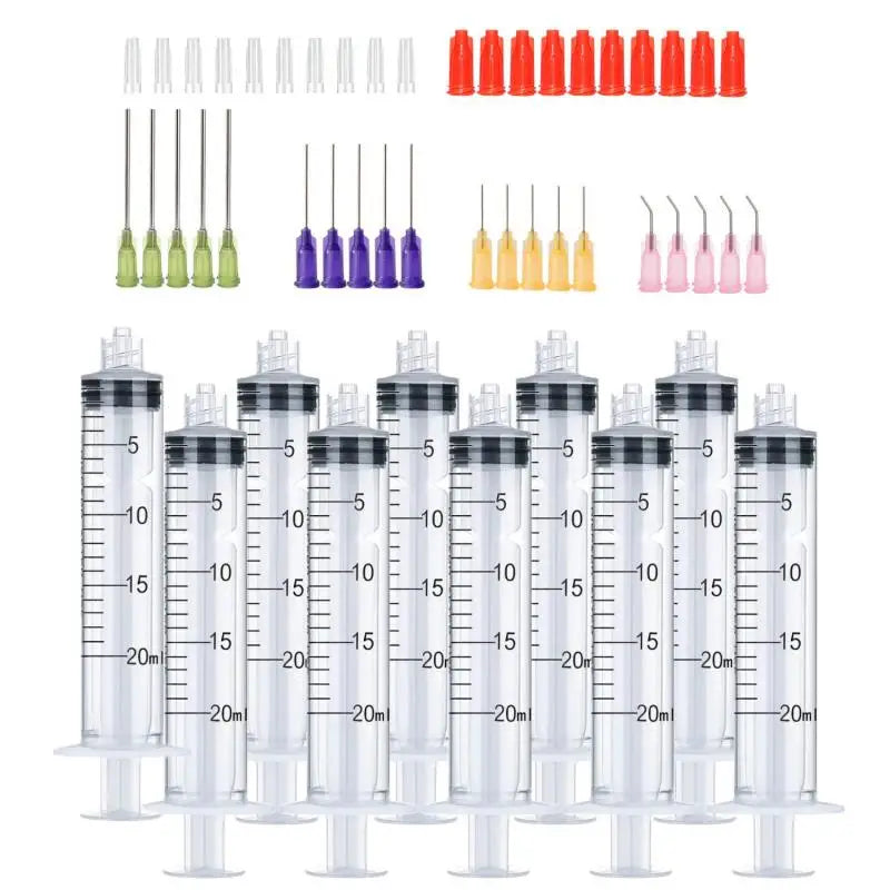 50-Pack Syringes with Blunt Tip Needles — 14G-23G with Caps for Refilling & Measuring Liquids
