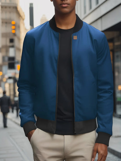 2024 Men's Spring Autumn Jacket – Short Loose Baseball Collar, Solid Color, Business Casual Thin Coat