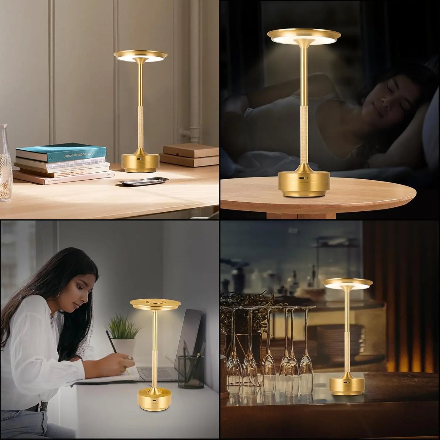 Wireless LED Touch Sensor Table Lamp - Rechargeable Desktop Night Light for Bedroom, Hotel, Bar & Restaurant Decor
