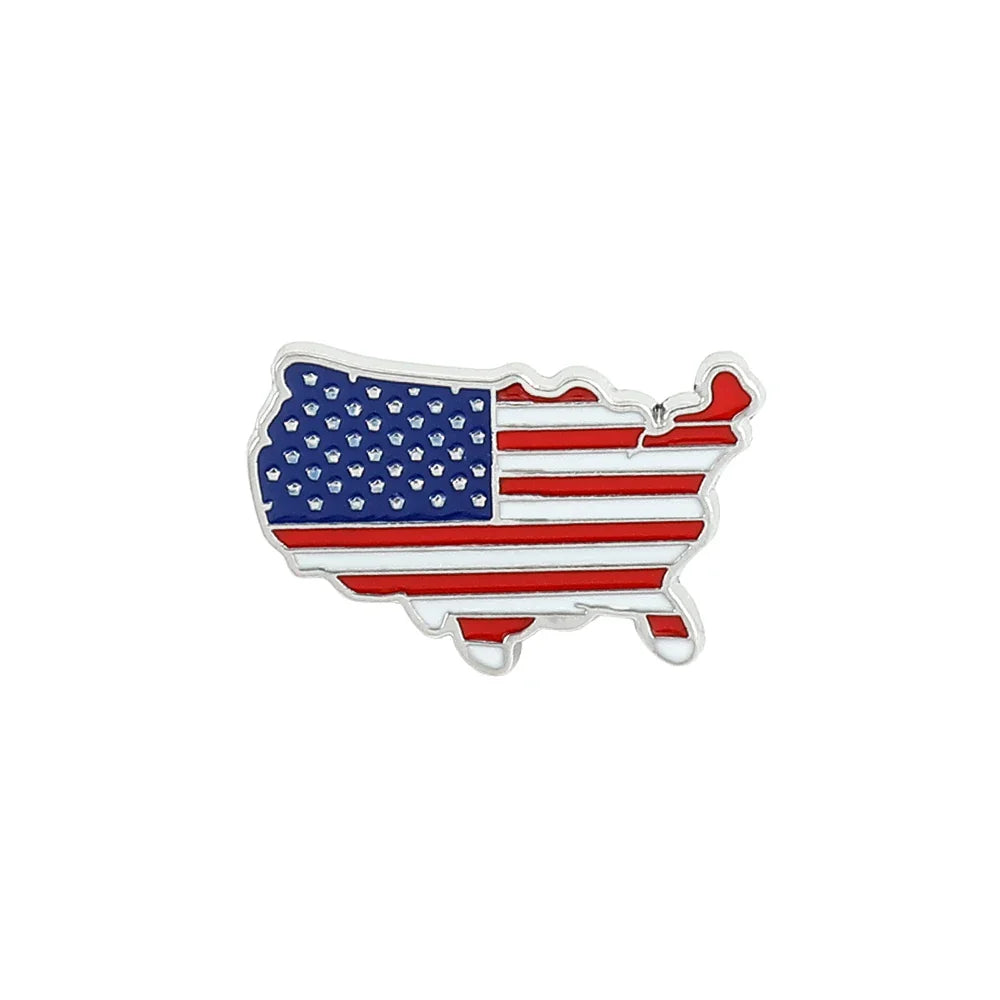 USA Flag Lapel Pin – Cute Coat of Arms & American Map Brooch, National Emblem Button Badge