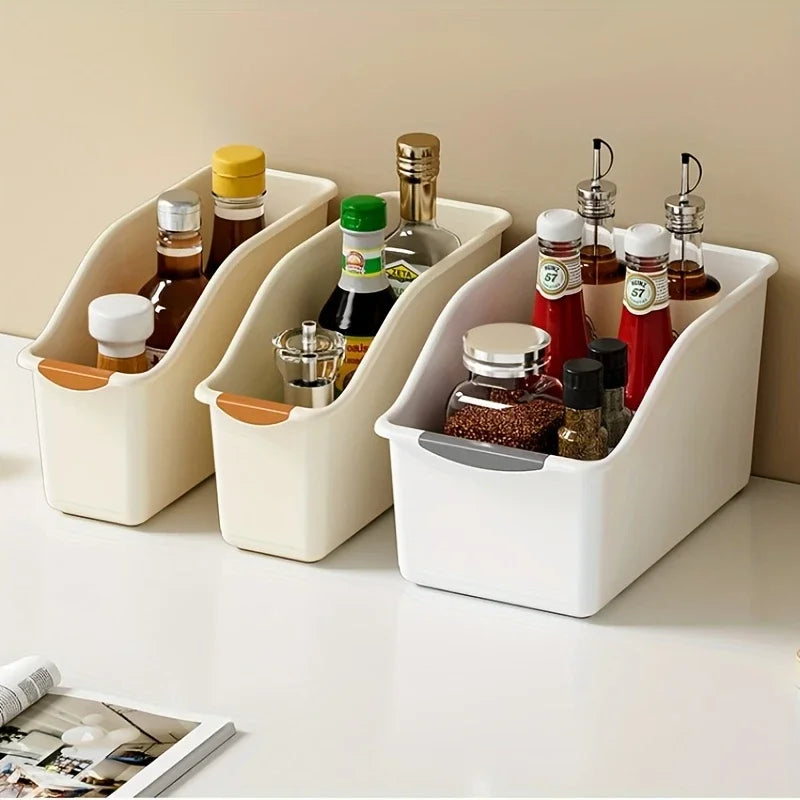 Curved Plastic Storage Bins Set - Multipurpose Home Organizer Boxes for Household Essentials