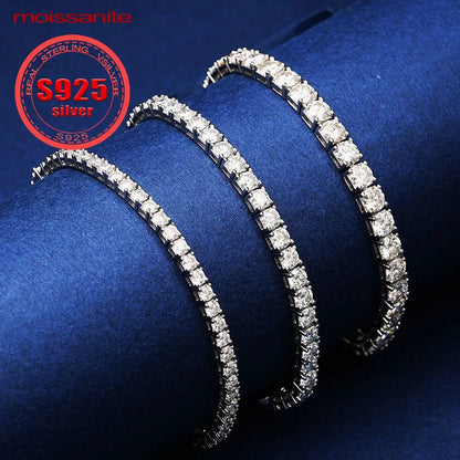 Sterling Silver 925 Moissanite Tennis Bracelet – 0.3CT Full Row Sparkling Moissanite Jewelry