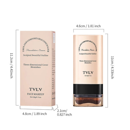 TVLV Eraser Foundation Stick with Brush – 20g Brightening Liquid Foundation & Long-Lasting Concealer