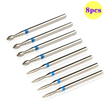8pcs Diamond Nail Drill Bit Set - Rotary Electric Milling Cutters for Pedicure, Manicure, Cuticle Burr & Nail Tools Accessories