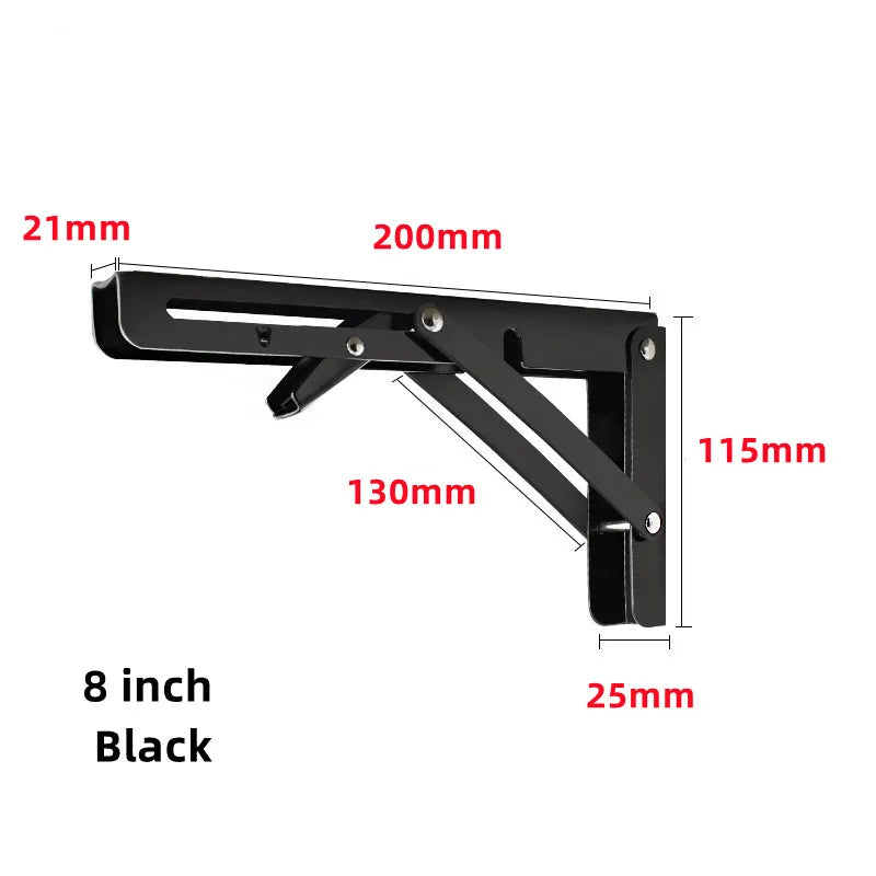 2pcs Heavy Duty Stainless Steel Folding Shelf Brackets | Collapsible Wall-Mounted L-Table Hinges for Bench & Table with Screws