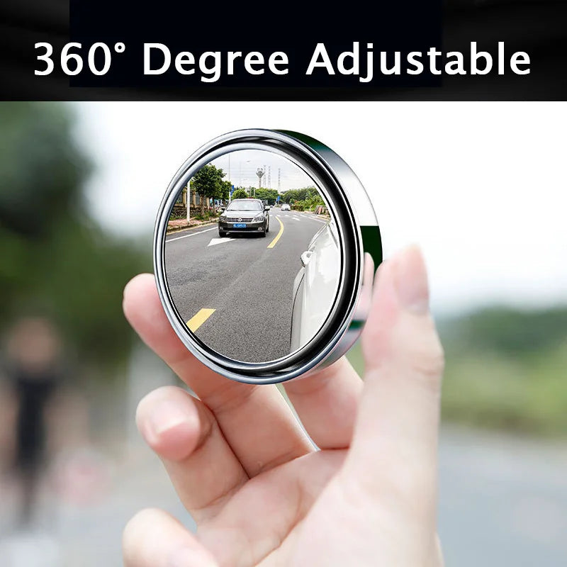 2PCS 360° Adjustable Blind Spot Mirrors — Round Convex Auxiliary Rearview Mirrors, Wide-Angle Car Reverse Safety Mirrors