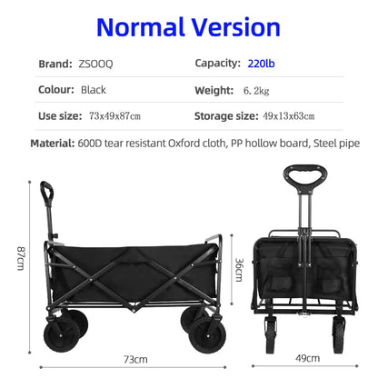 Heavy Duty Collapsible Folding Beach Wagon – Large-Capacity Portable Utility Cart for Garden & Camping