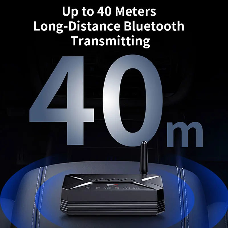 Bluetooth 5.0 HD Audio Transmitter – Low Latency Wireless Adapter with 3.5mm AUX, RCA & USB for TV, PC & Headphones