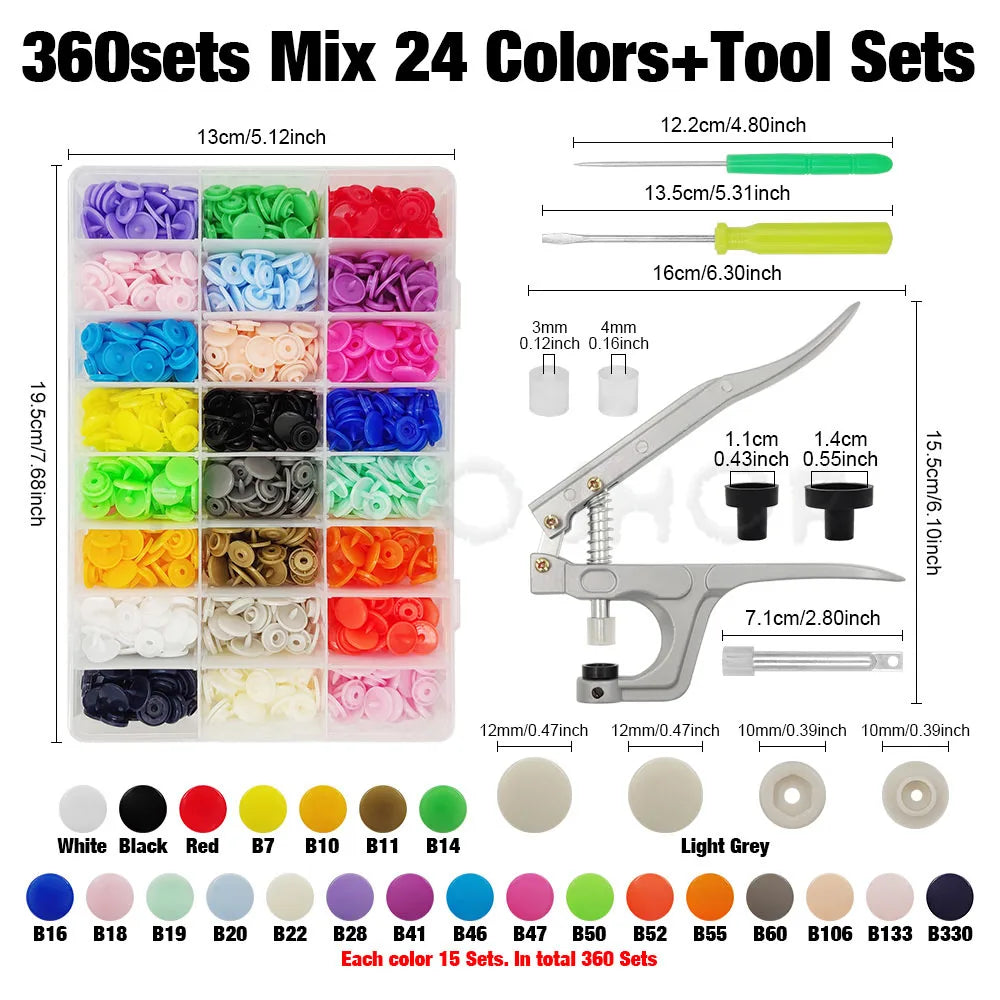 Plastic Snap Fastener Pliers Kit T5 – Resin Button Press Tool Set for DIY Sewing, Clothing & Handbags