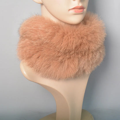 2025 Real Fox Fur Scarf and Headband – Luxury Winter Neck Warmer for Women, 100% Natural Fur, Elastic Ring Muffler
