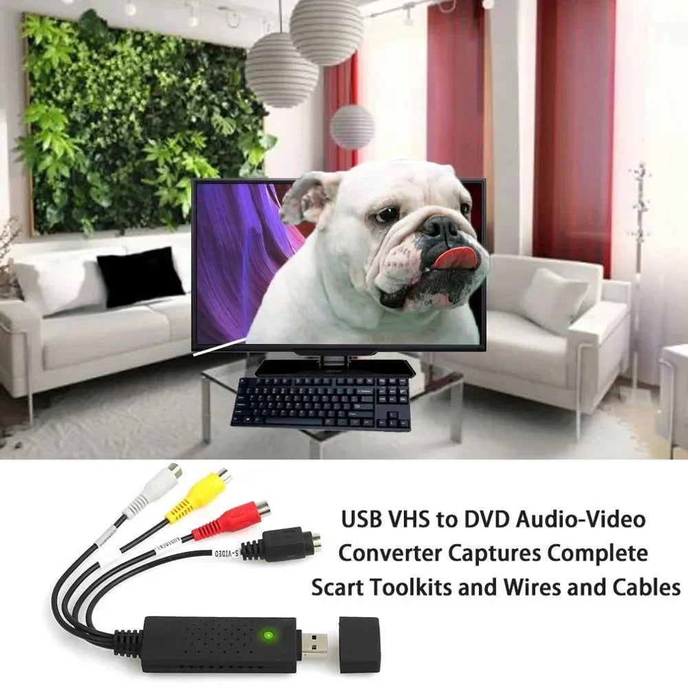 USB 2.0 VHS to DVD Video Converter – Capture Analog Video to Digital Format for IPTV, Audio, and Gaming