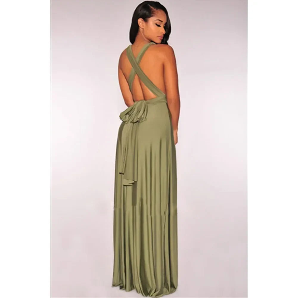 Women’s Summer Sexy V-Neck Maxi Dress – Multi-Wear Strappy Long Party Dress