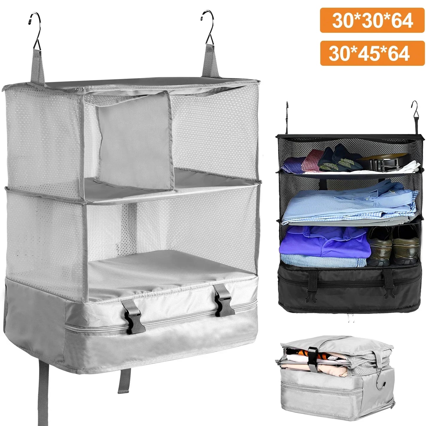 Travel Hanging Luggage Organizer | Large Capacity Foldable Clothes Storage & Garment Bag