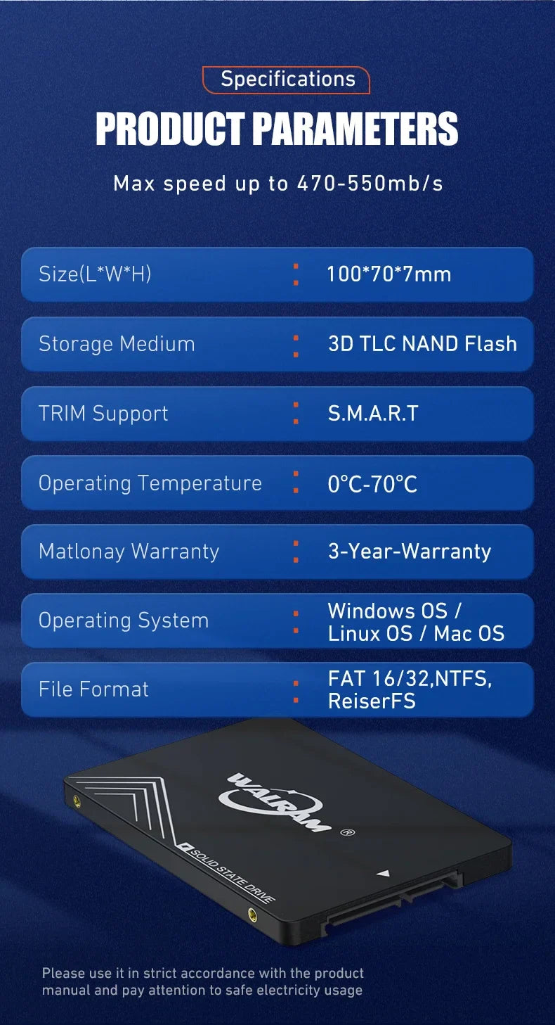 WALRAM SSD 2.5" SATA III Solid State Drive 120GB–1TB for Laptop & Desktop PC Hard Disk Replacement