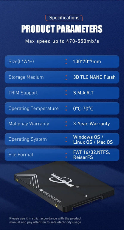 WALRAM SSD 2.5" SATA III Solid State Drive 120GB–1TB for Laptop & Desktop PC Hard Disk Replacement