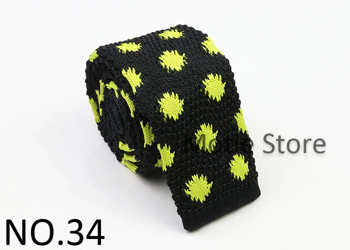 Classic Knit Neck Tie for Men — 6cm Plaid & Dots Casual Business Wedding Tie