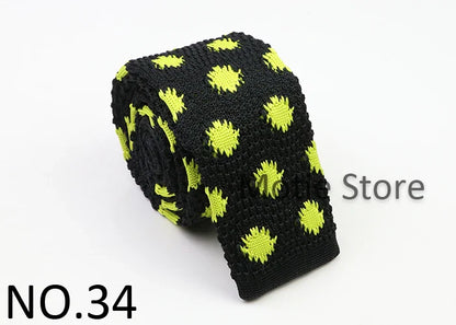 Classic Knit Neck Tie for Men — 6cm Plaid & Dots Casual Business Wedding Tie
