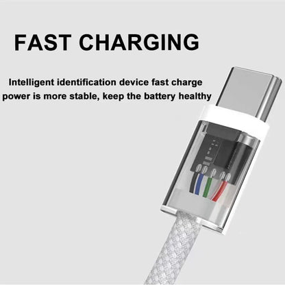 USB-C to USB-C Fast Charging Cable – 60W PD Braided Data & Charger Cable for iPhone 15, Android, Samsung, Huawei