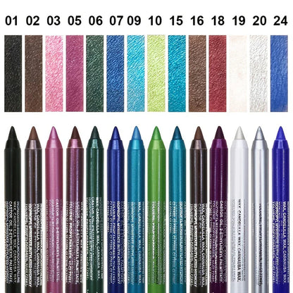 14 Color Metallic Eyeliner Pen – High Pigmented, Pearly Shimmer, Smokey & Punk Style, Long-Lasting & Waterproof