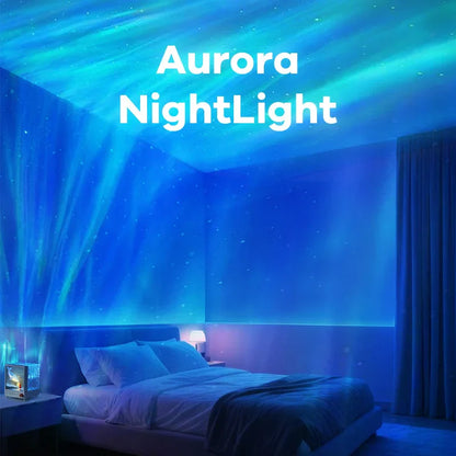 Aurora Box Projector Night Light – Bluetooth Ambient Bedroom Lamp with White Noise, Stepless Dimming & Relaxing Decor Lighting