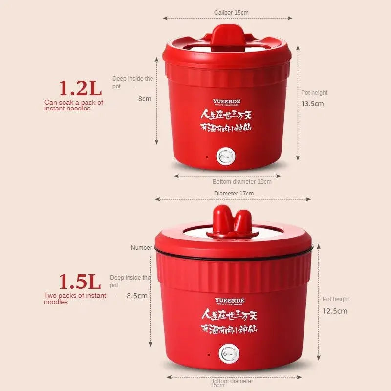 220V Mini Electric Cooking Pot – Multifunctional Rice Cooker, Hot Pot, Noodles, Porridge & Frying Pan