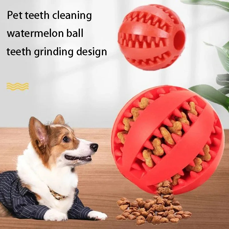 Natural Rubber Dog Chew Toy Ball – Extra Tough 5cm Interactive Tooth Cleaning Pet Treat & Training Toy