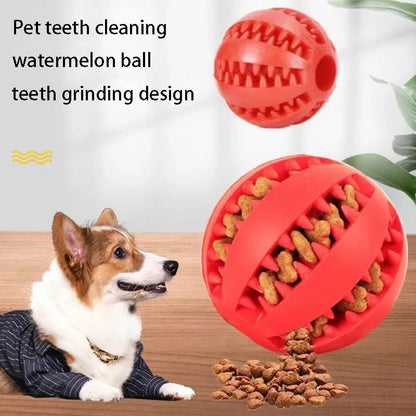 Natural Rubber Dog Chew Toy Ball – Extra Tough 5cm Interactive Tooth Cleaning Pet Treat & Training Toy