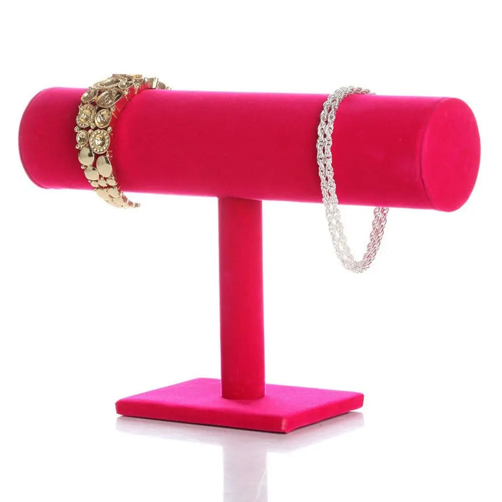 6-Color Upright Velvet Bracelet & Chain Watch Display Rack – Hard Jewelry Organizer Stand Holder