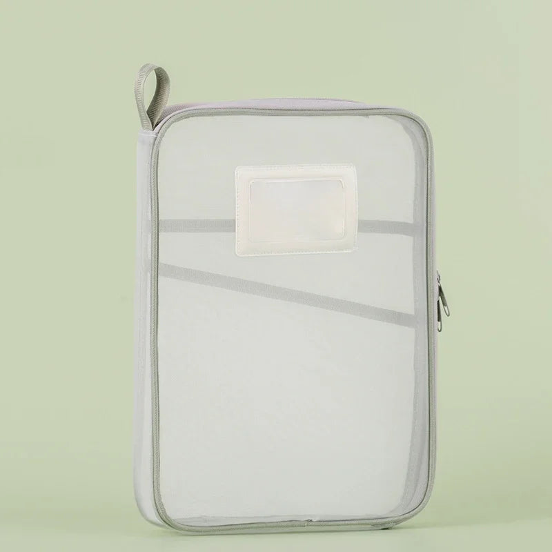 A4 Double Layer Mesh Zipper Storage Bag – Large Capacity Stationery Organizer Folder for School and Office Supplies