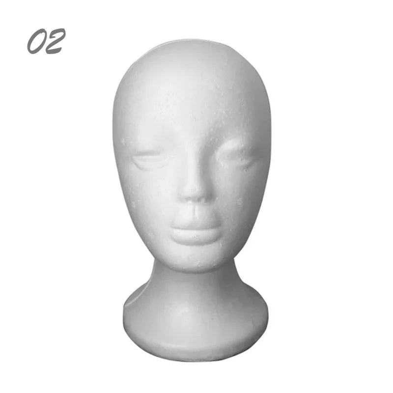 Female Styrofoam Mannequin Head | White Foam Model for Hats, Glasses, Wigs Display & Stand Rack